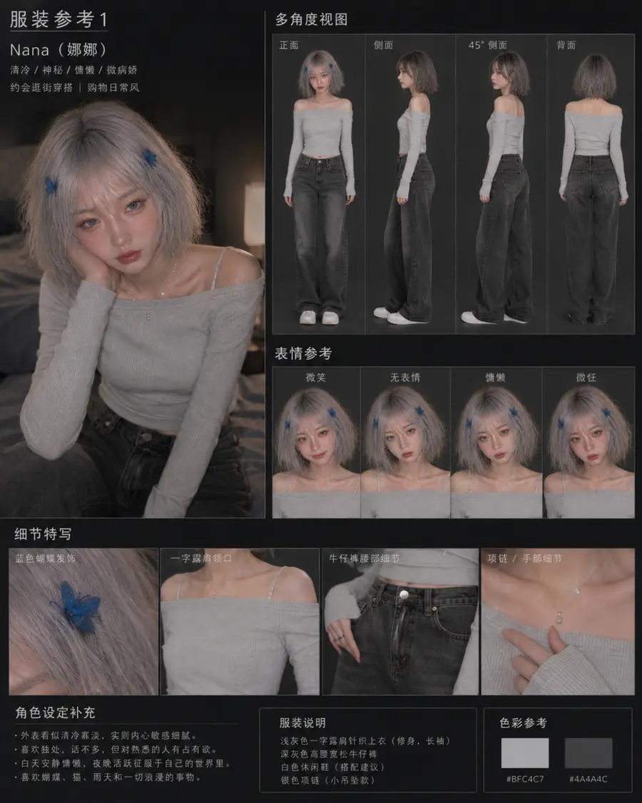 Nana 日常服装角色参考卡
